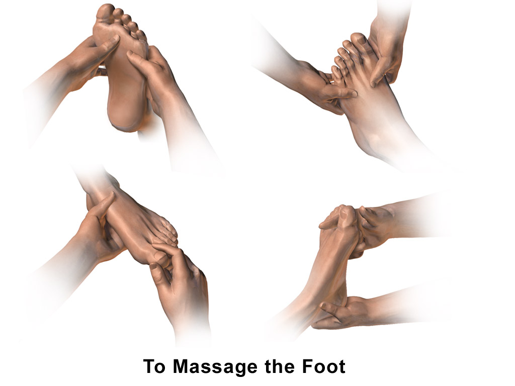 Illustration of gentle foot care and foot massage