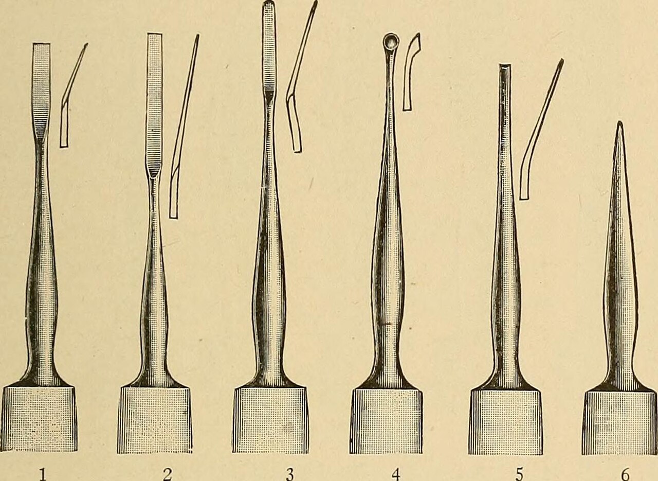 Podiatry instruments arranged for foot care
