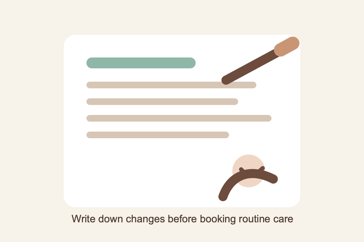 A family member writing foot care concerns before a home visit