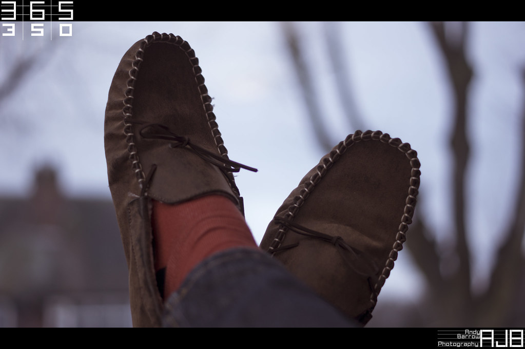 Feet in slippers at home